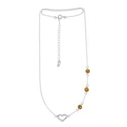 Silver necklace with amber