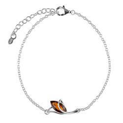 Silver bracelet with amber