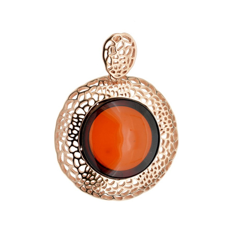 Silver pendant with amber