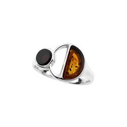 Silver ring with amber