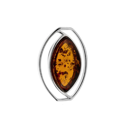 Silver pendant with amber