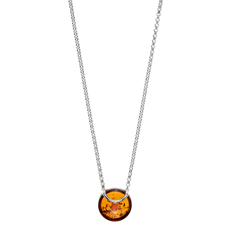 Silver necklace with amber