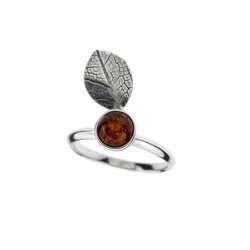 Silver ring with amber