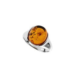 Silver ring with amber