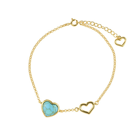 Silver bracelet with turquoise - heart