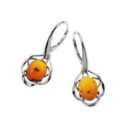 Silver earrings with amber