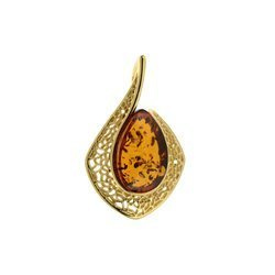 Silver pendant with amber