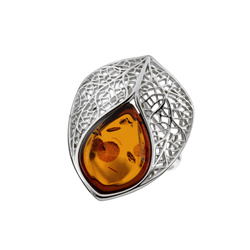 Silver ring with amber
