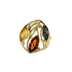 Silver ring with amber