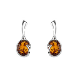 Silver earrings with amber