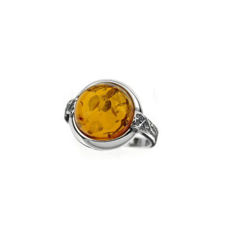 Silver ring with amber