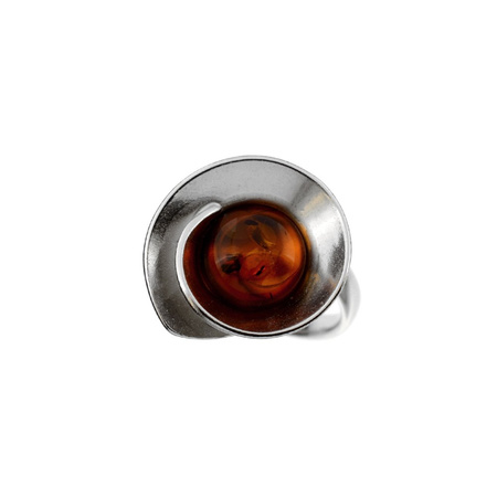 Silver ring with amber