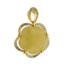 Silver pendant with amber