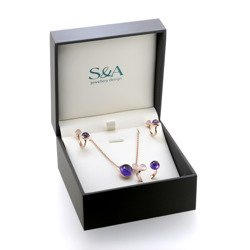 Gold plated set with rose quartz and amethyst