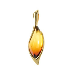 Silver pendant with amber