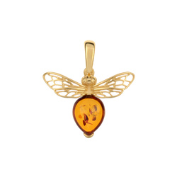 Silver pendant with amber