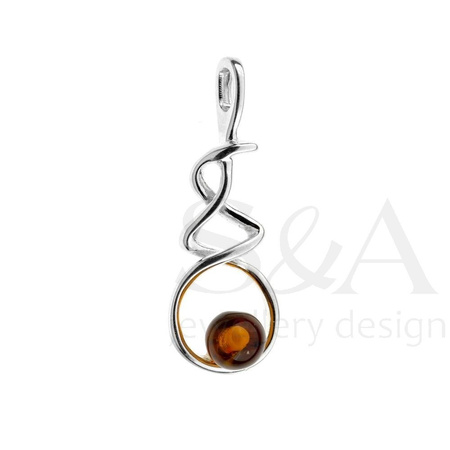 Silver pendant with amber