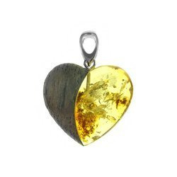 Silver pendant with amber