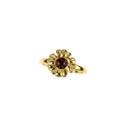 Silver ring with amber - daisy