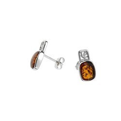 Silver earrings with amber