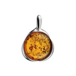 Silver pendant with amber