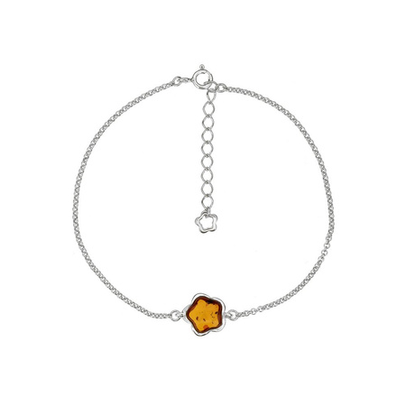 Silver bracelet with amber