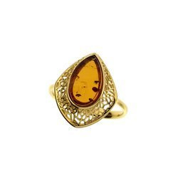 Silver ring with amber