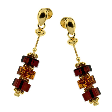 Silver earrings with amber