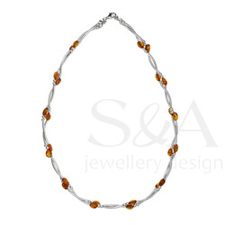 Silver necklace with amber