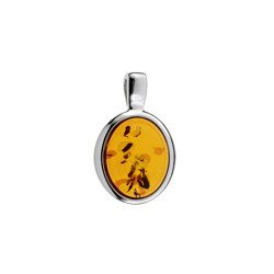 Silver pendant with amber