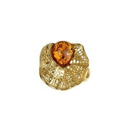 Silver ring with amber