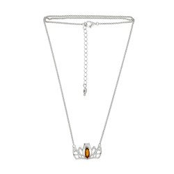 Silver necklace with amber - crown