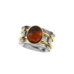 Silver ring with amber