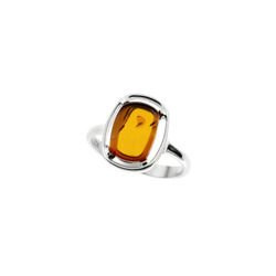 Silver ring with amber