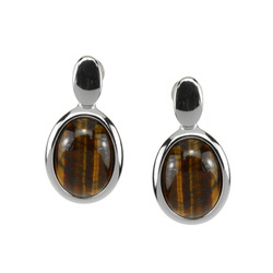 Silver earrings with tiger's eye