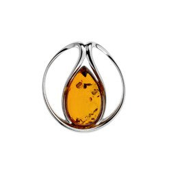 Silver pendant with amber