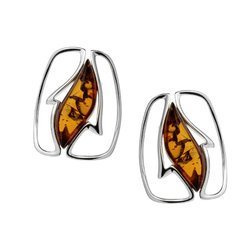 Silver earrings with amber