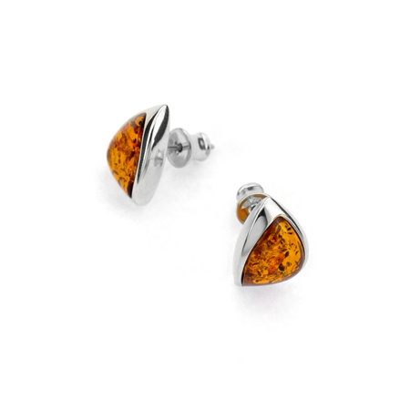 Silver earrings with amber