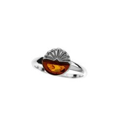 Silver ring with amber