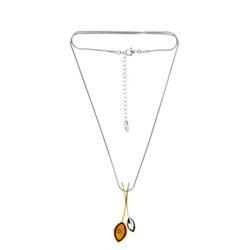 Silver necklace with amber