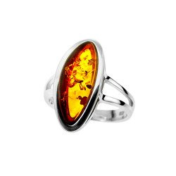 Silver ring with amber