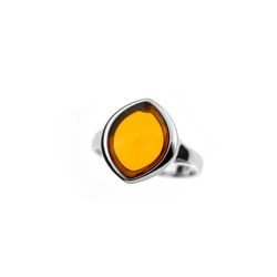 Silver ring with amber