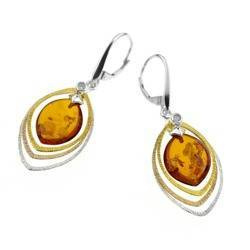 Silver earrings with amber