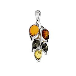 Silver pendant with amber