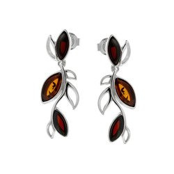 Silver earrings with amber