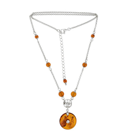 Silver necklace with amber