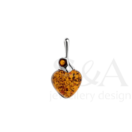 Silver pendant with amber