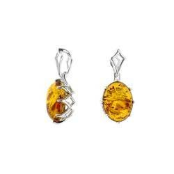 Silver pendant with amber