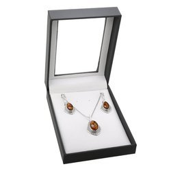 Silver set with amber