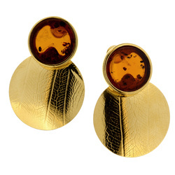 Silver earrings with amber